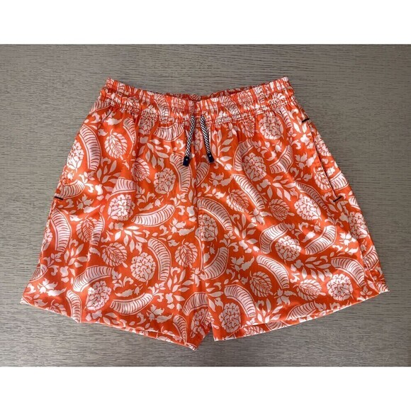 Palmacea Men's Orange Floral Bathing Trunks Size Large Swimwear New - Picture 1 of 7